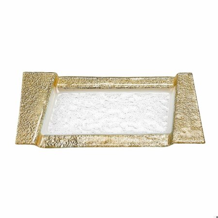 HOMEROOTS 13 in. Handcrafted Gold Snack or Vanity Tray 376058